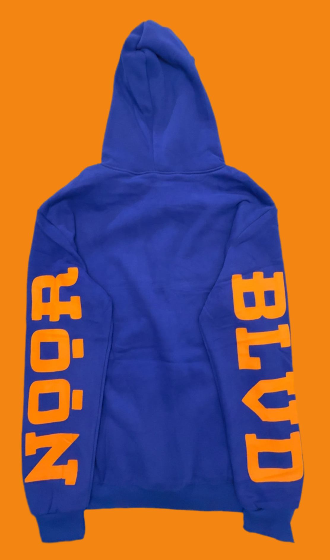 Blue hoodie w/Orange logo