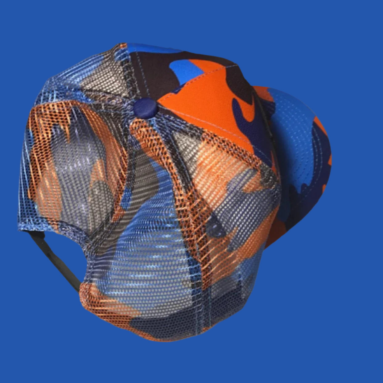 Blue and Orange Camo Trucker Hat