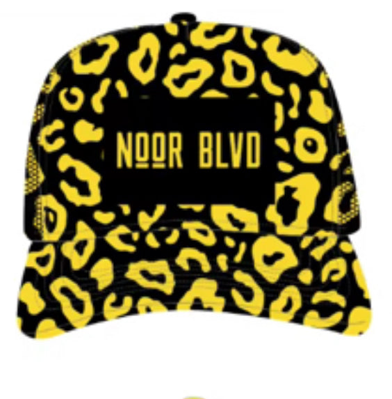 Leopard Trucker Hat (Black/yellow)