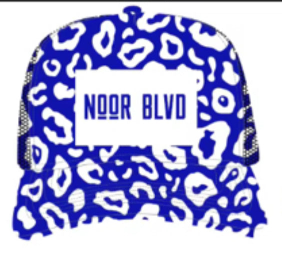 Leopard Trucker Hat (Blue/White)