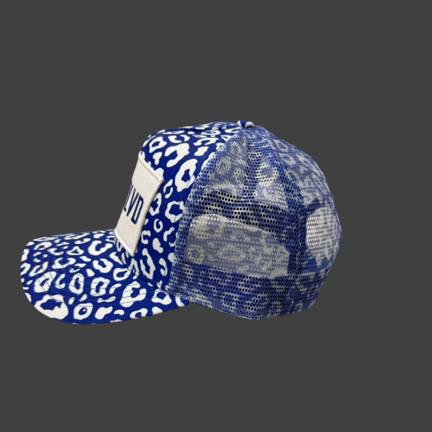 Leopard Trucker Hat (Blue/White)