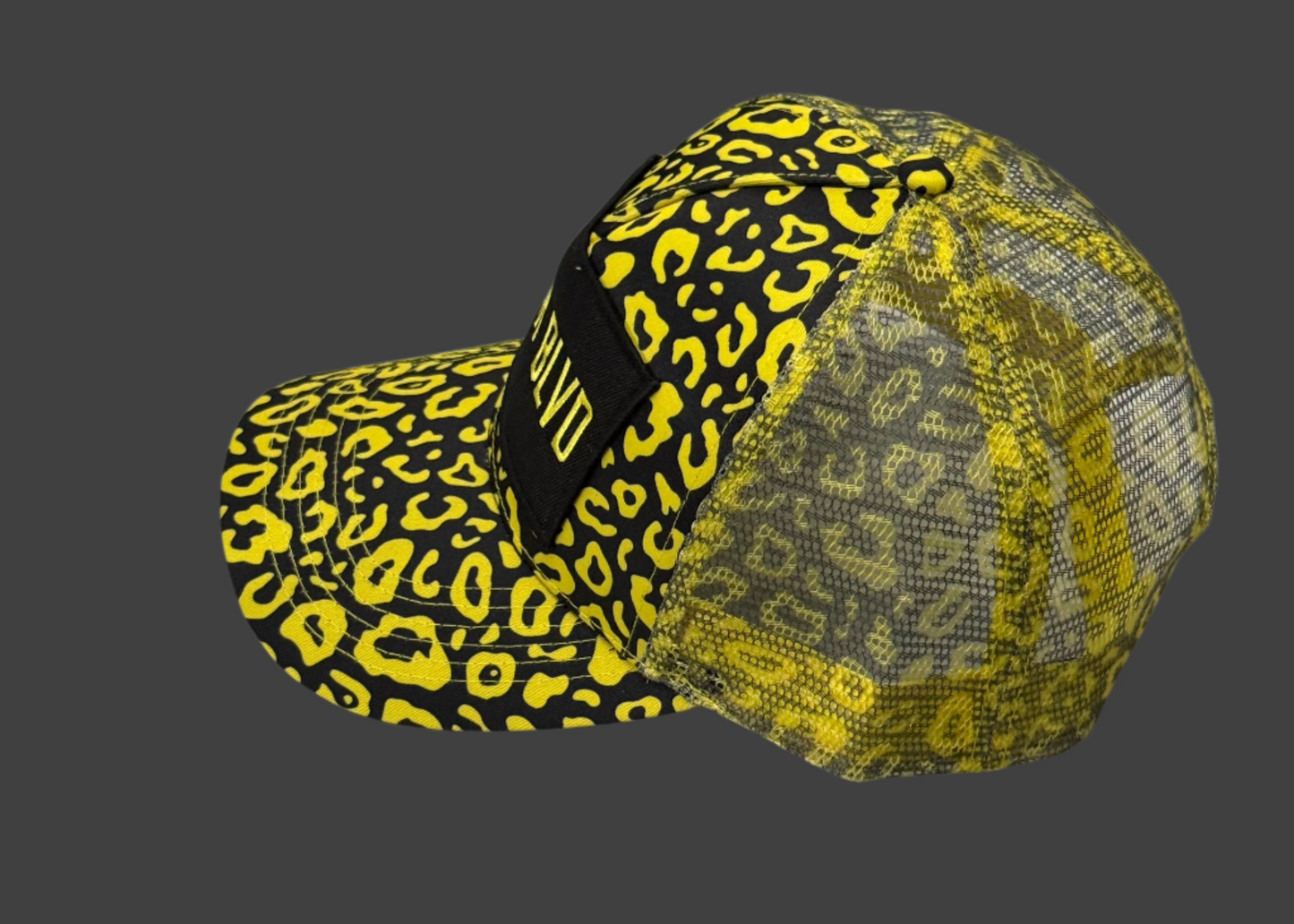 Leopard Trucker Hat (Black/yellow)