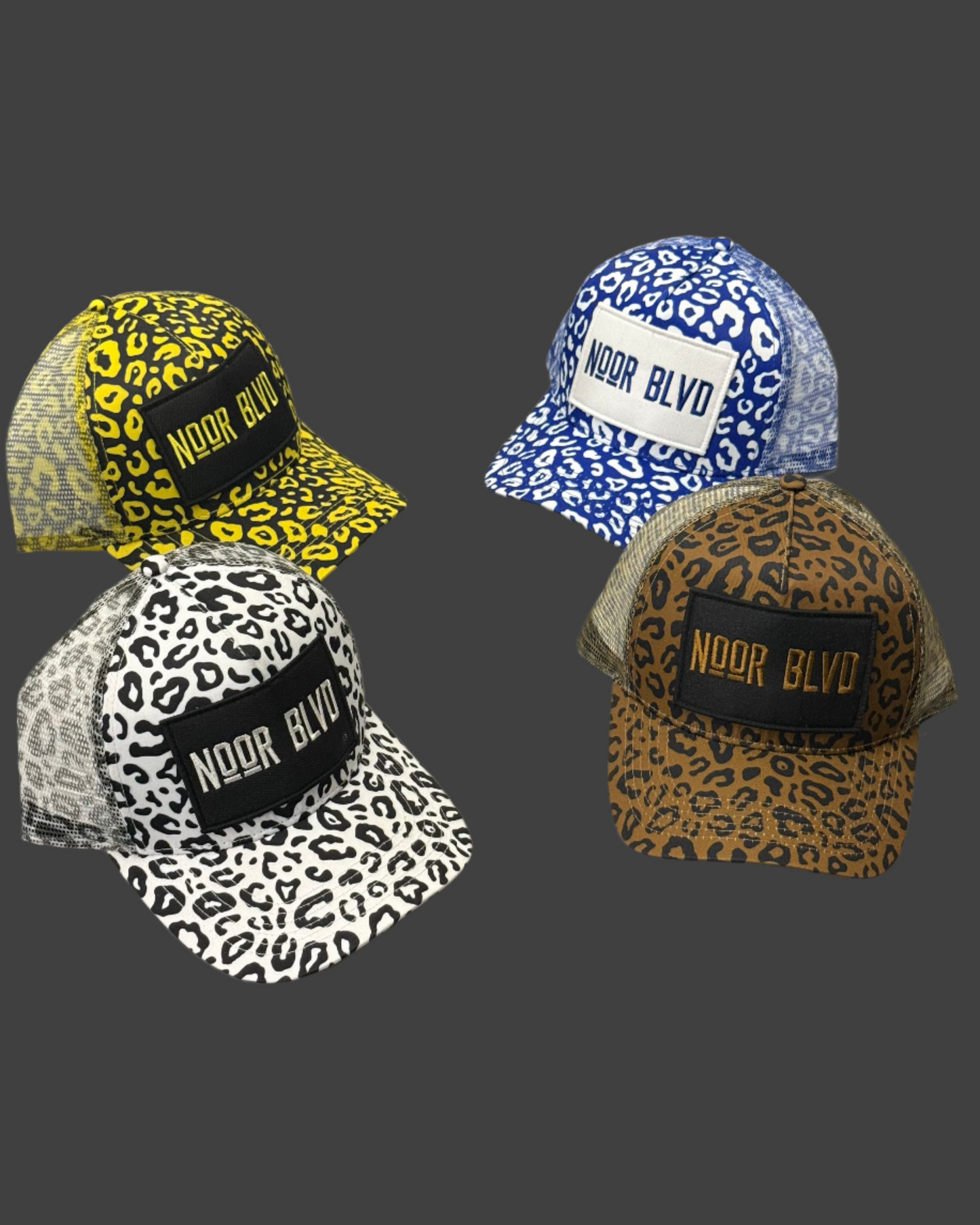Leopard Trucker Hat (Black/yellow)