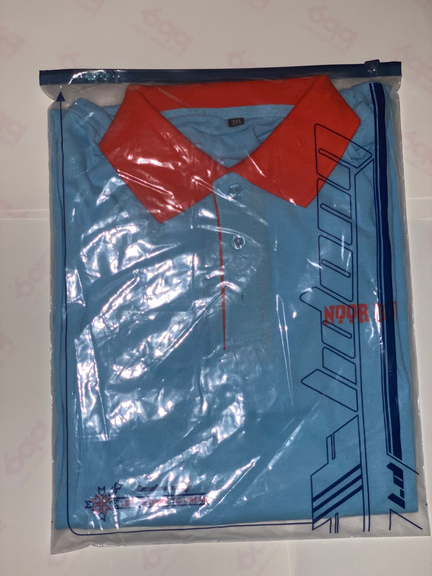 Sky blue,Red Polo style shirt