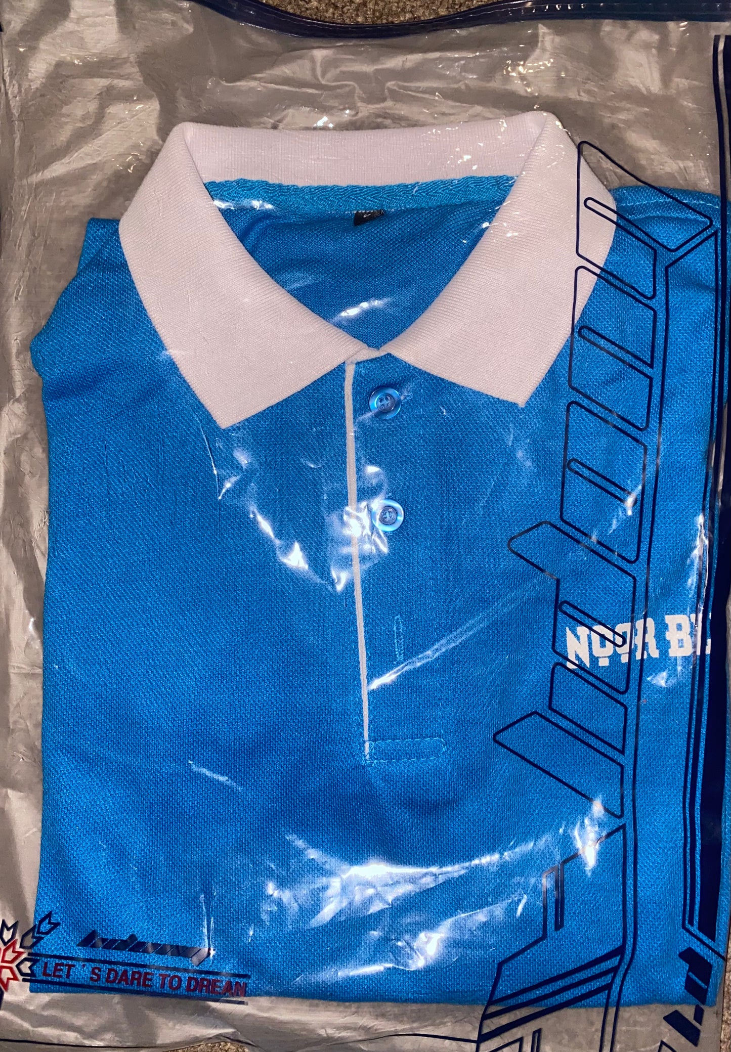 Royal blue, White polo style shirts