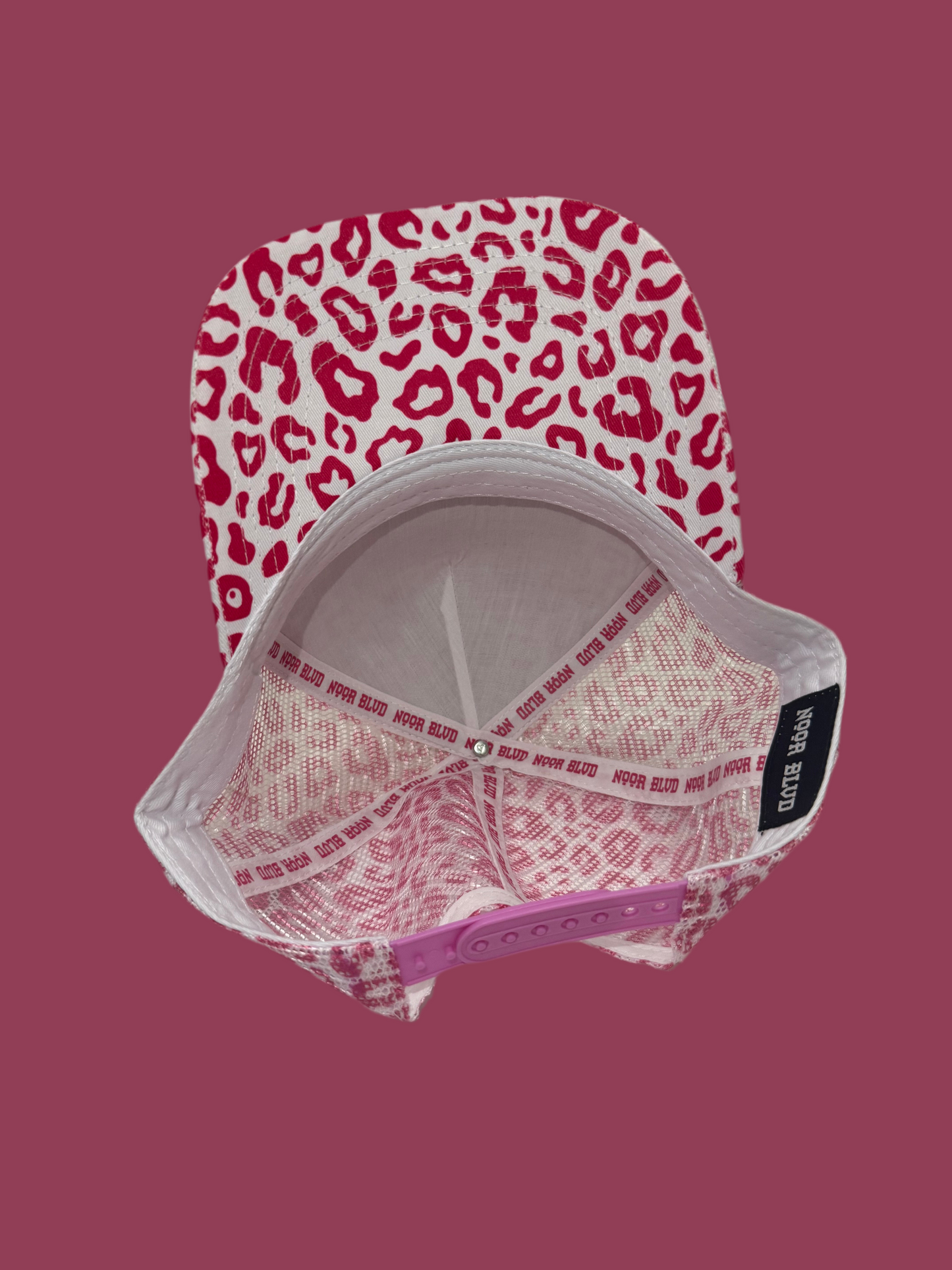 White Trucker Hat /w Pink Leopard prints