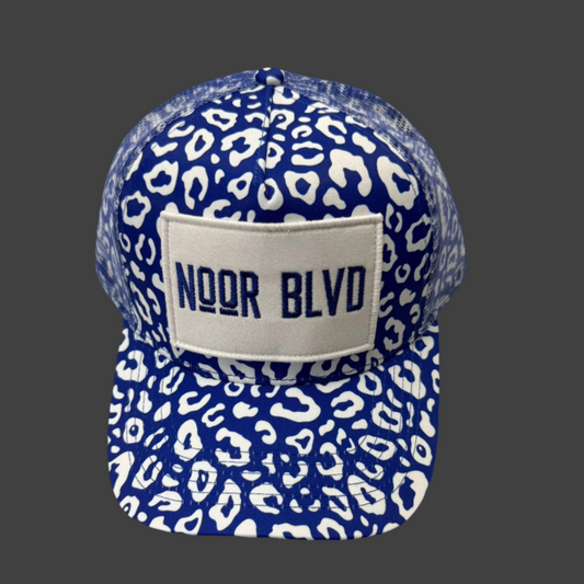 Leopard Trucker Hat (Blue/White)